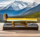 Vintage Brass Double Wheeled Kaleidoscope With Wood Stand   Sailboat Scene 13 