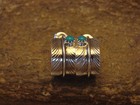 Native American Sterling Silver Turquoise Feather Hoop Post Earrings Signed Davi