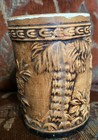 Vtg Aloha Hawaii Hula Girl Palm Tree Tiki Pineapples 12oz Coffee Mug Cup Ceramic