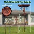 40in Metal Bird Bath For Outside-5 Pronged Base And Detachable Metal Stake
