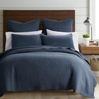  - Cross Stitch Navy Quilt Set - 100  Cotton - Quilt - Full queen Navy Blue