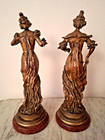 Art Nouveau Statues  pair   Bronze