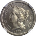 1886 Nickel Three Cent    Ngc Pf-68