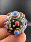 Ancient Roman Millefiori Glass Bead     Blue   Red Mosaic Eye Design 30 Mm