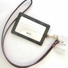 Coach Red Id Card Holder Wallet With Lanyard Strap