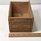Vintage Atlantic White Chalk Crayon Binney   Smith Dovetailed Wood Container Box