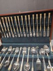 Wallace Silversmiths Flatware Set 18 10 Stainless Steel Gold Accent W  Case