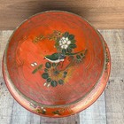 Antique Chinese Red Lacquer Large Round Wedding Box Floral Bird Signed 15 5    D