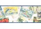 Postcards  Hawaii Tropical Island Tiki Hula Girl Vintage Wallpaper Border