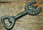 Cast Iron Rustic Horseshoe Star Beer Bottle Opener Hand Western Cowboy Texas 