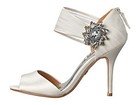Nib Badgley Mischka Galya Wedding Bridal Satin Heels Ankle Strap White 8 5 Or 9