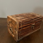Vintage Wicker   Brass Ratan Style Trunk Chest Late 20th Century 
