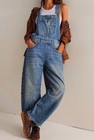Loveimgs Women Large Y2k Baggy Barrel Jeans Overalls Wide Leg Denim Pants Bib Ov