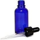 3 -- 2oz Blue Glass Bottles With Glass Eye Dropper Dispenser For Essential Oils
