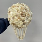 Ivory Jeweled Rhinestones And Pearls Decorated Bridal Brooch Bouquet-8 Inches