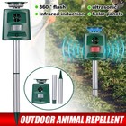 Ultrasonic Solar Power Animal Repellent Pest Repeller Pir Dog Cat Bird Outdoor