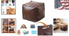 Storage Ottoman  Foot Stool  Lazy Sofa  Leather Stitched Cushion With Zipper    