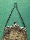 Charming Antique Sterling Silver Mesh Purse Art Nouveau Floral Frame 145g