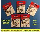 Five  5  Eagle Claw Original    usa Flag    Fish Hook Hat Pin money Clip In Orig Pkg