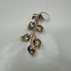 Vintage Leaf Brooch pin Five Pink Stones