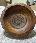2 Vintage Floral Wooden Folk Art Wood Carved Decorative  Bowls Made In Bosnia