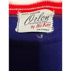 Vintage Orlon By Nu Knit Kids Varsity Cardigan Blue Red White Striped Trim