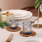 24pcs Assorted Blue Votive Candle Holders For Wedding Decorations  Ribbed Tea Li