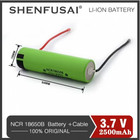 3 7v 2500mah Li-lon Top Button Rechargeable Ncr Battery For Led Flashlight Lot