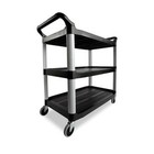 Rubbermaid Commercial 409100bla 300 Lbs  Cap  3-shelf Xtra Utility Cart - Bk New