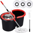Mop Bucket Wringer Set  360 Rotation Mop Bucket System For Floor Cleaning Black