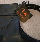 New Lk Leather King Womens Black Leather Motorcycle Riding Chaps Zip Snaps Sz Xs