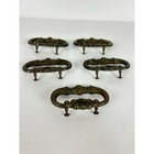 Vintage Antique Brass Hardware Drawer Pulls Handles Ornate Set Of 5