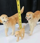 Vintage Flocked Golden Retriever Dog Family Figurines     Mid Century Velvet   