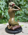 Bronze Woman Sculpture Statue Marble Deco Female Decor Lady Art Necklace Gift