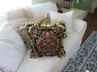 Stunning Midnight Black   Gold Old World Look Needlepoint Pillow Cover Orante