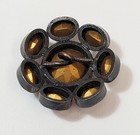 Vintage Schreiner Gunmetal Bezel Set Red Glass Rhinestone Twisted Shank Button