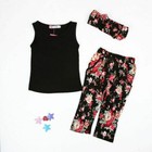 3pcs Toddler Kids Baby Girls Clothes Tank T-shirt Tops Floral Pants Outfits Set