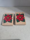 Lot Of 4 Mixed Brands Of Christmas Wood Mounted Rubber Stamps