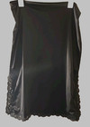 Vtg 70s Interludes By Cira Black Satin Midi Slip Skirt Lace Trim Sz M Whimsigoth