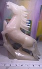 White Stone  Carved Rearing Horse Figurine Statue  White Jade 2 Lb