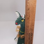 Vintage 50s Japan Green Giraffe Hard Plush Stuffed Animal Christmas Ornament