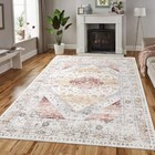  Washable Rug 8x10 Large Living Room Rug Vintage Distressed 8  X 10  Orange