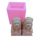 5 5  Pair 3d Silicone Mold Chinese Guardian Lions Statue Fu Dogs Feng Shui Decor