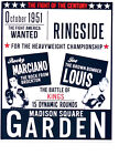 Rocky Marciano Joe Louis 8x10 Photo Poster Boxing Match Promo Msg New York