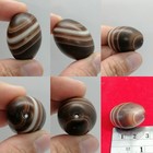    ancient Banded Agate Bead  Oval  Brown white Striped Stone With Roman