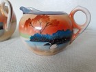 Vintage Trico Handpainted Swan Lake Creamer And Sugar Nagoya Japan