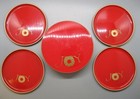 Otagiri Christmas Joy Wreath 4 Round Coasters Set   Box Vintage Red Lacquerware