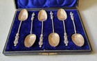 Victorian 1897 Set 6 Sterling Silver Apostle Teaspoons William Davenport B ham
