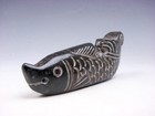 Old Nephrite Jade Stone Carved Sculpture Ancient Fish W  Curly Tail  04022203
