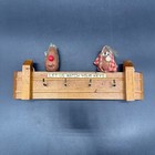Vintage Key Holder Wooden Wall Hanging Mid Century Kitschy Four Hooks As Is